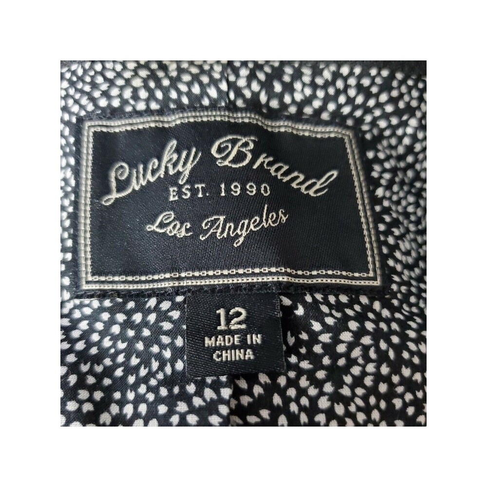 Lucky Brand Womens Patch Pocket Blazer Jacket Linen Blend Black Size 12 - Picture 6 of 8